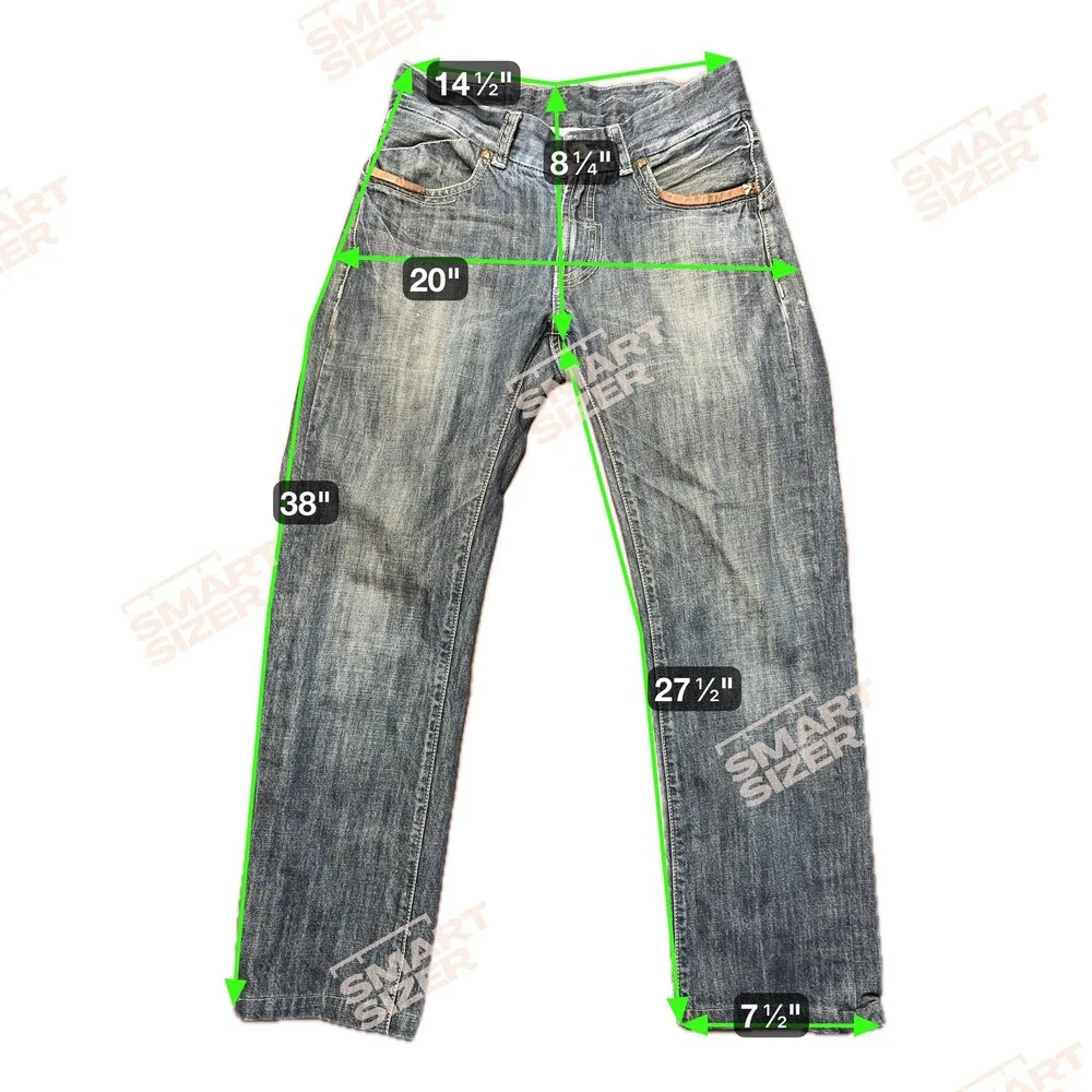 Spykar Jeans Mens 29x28 Blue Straight R Croft Distressed Leather Trim W32 L33